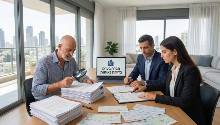 כיצד מבצעים בדיקת רקע לפני השכרת דירה לחברה בע"מ - אנשים יושבים בשולחן ובודקים מסמכי חברה.